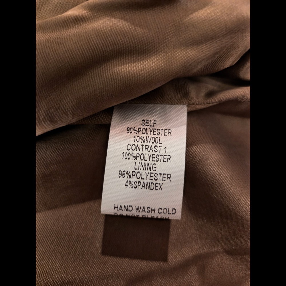 Easel Sz M (L) Vegan Leather Brown Bomber Wool Pinstripe‎ - Picture 5 of 8